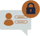 icone de um balão de conversa com um cadeado